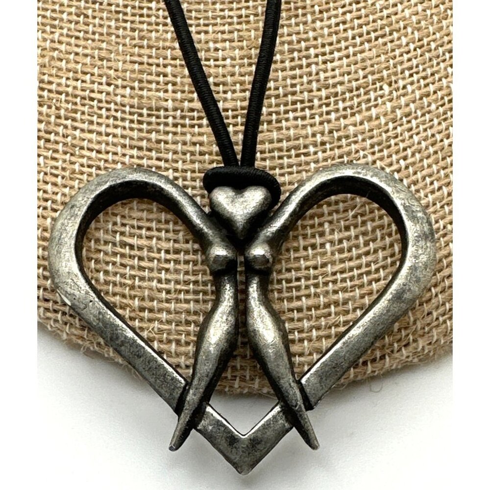 Abstract Woman Heart Brutalist Erotic Pendant Necklace Forged Steel Dark Gothic